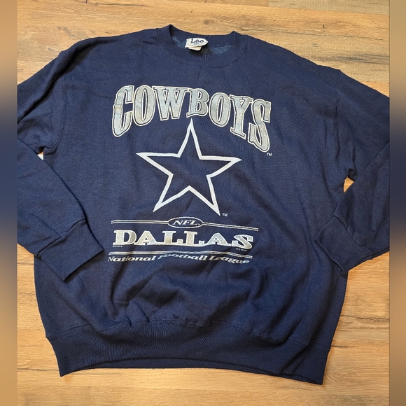 Vintage 90s Dallas Cowboys Crewneck Lee Sports Nutmeg Size Xl Blue Emmit Smith - Picture 1 of 8